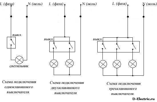 Схема подключения блока выключателя с розеткой