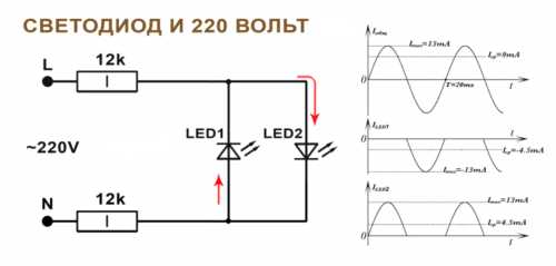 Схема подключение светодиодов к 220в без блока питания схема