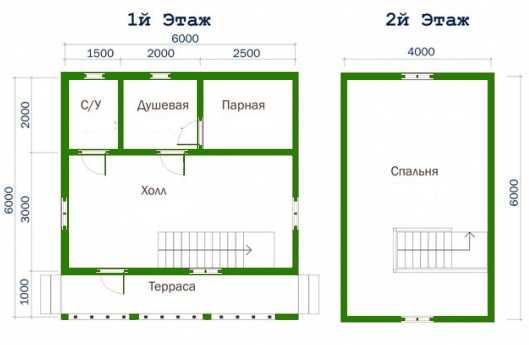 Баня 6 на 6 планировка с туалетом и вторым этажом