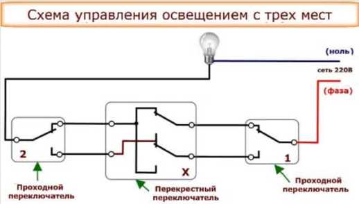 Схема подключения двойного проходного переключателя