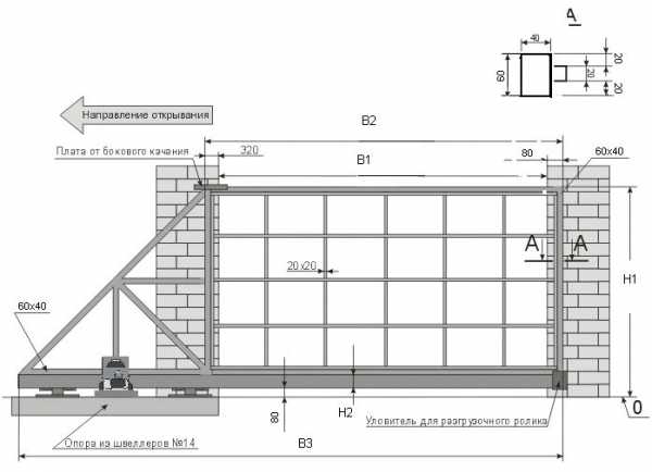 Чертеж раздвижных ворот