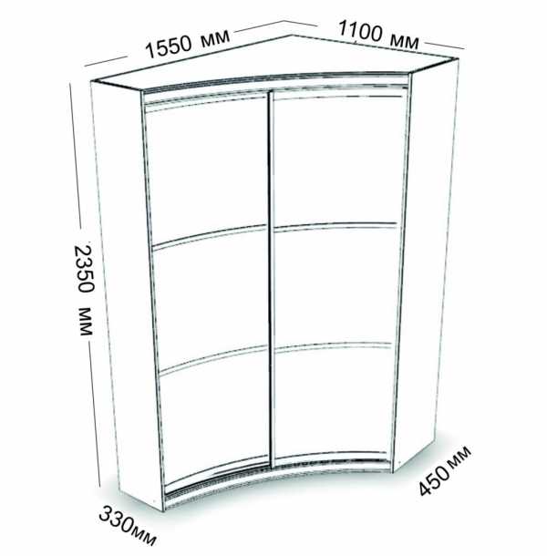 Размеры углового шкафа в спальню маленькую