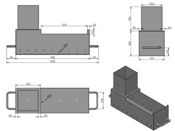 Размеры мангалов для шашлыка и чертеж из металла