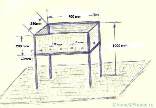 Размеры разборного мангала для шашлыка чертеж из железа