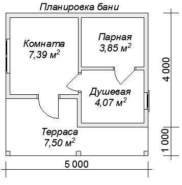 Баня 5 на 5 с туалетом планировка