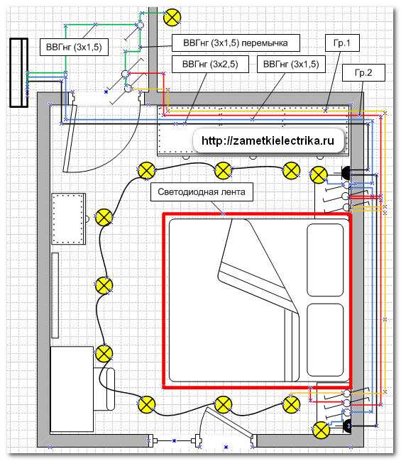 Разводка света в квартире по потолку схема