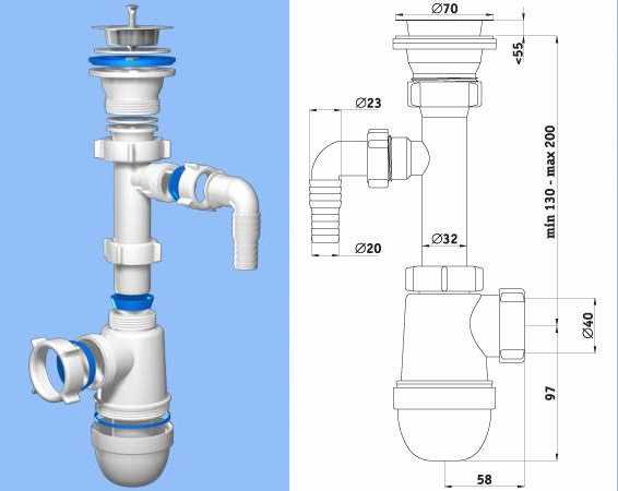 Как собрать сифон для раковины на кухне схема