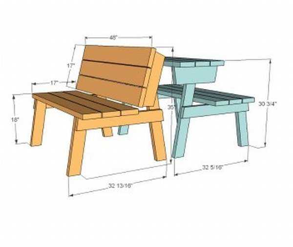 Скамейка трансформер чертежи размеры из дерева