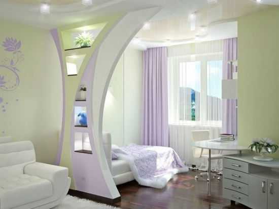 Дизайн спальни и гостиной с перегородкой