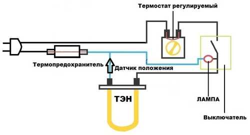 Схема масляного обогревателя с терморегулятором