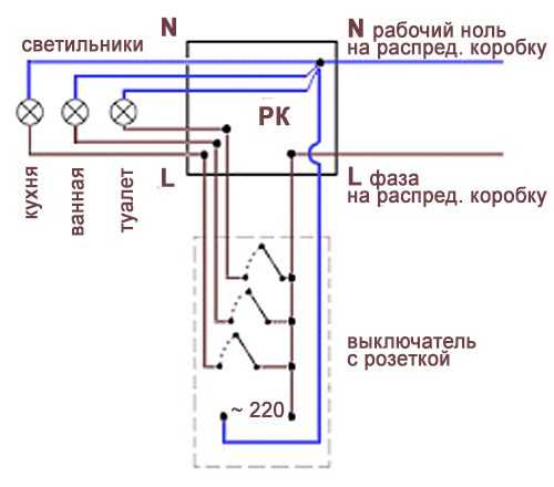 Подключить выключатель от розетки схема