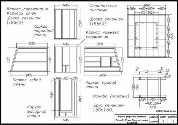 Каркас туалета для дачи чертеж