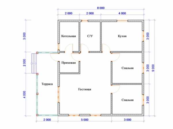 План дома 8 на 8 одноэтажный с котельной